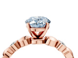 Rose gold Fancy Blue Oval  Solitaire Bezel-Set Diamond Ring with Beaded Band and Four-Prong Setting_36