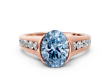 Rose gold Fancy Blue Oval  Solitaire Bezel-Set Diamond Ring with Channel-Set Band_37