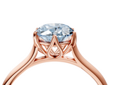 Rose gold Fancy Blue Oval  Solitaire Cathedral Diamond Ring with Six-Prong Setting_20