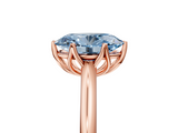 Rose gold Fancy Blue Oval  Solitaire Cathedral Diamond Ring with Six-Prong Setting_21