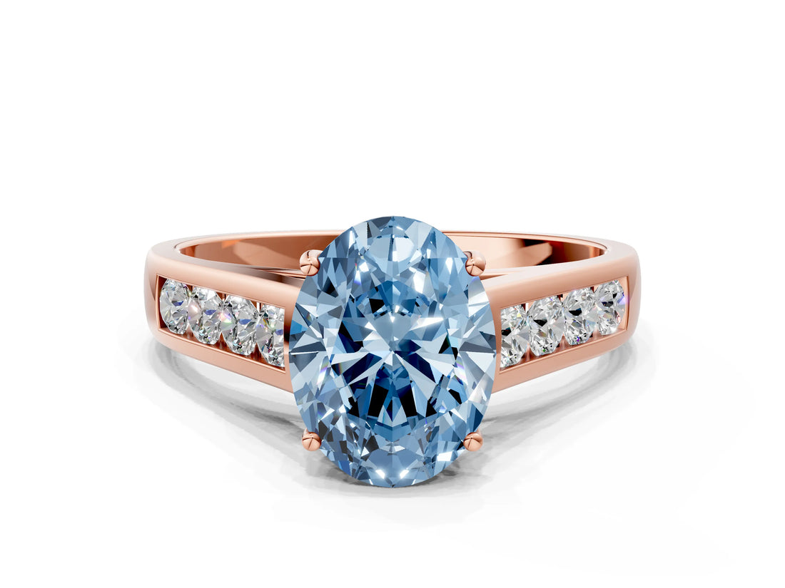Rose gold Fancy Blue Oval  Solitaire Channel-Set Diamond Engagement Ring with Four-Prong Setting_32