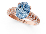 Rose gold Fancy Blue Oval  Solitaire Chevron Pave Diamond Engagement Ring with Six-Prong Setting_4