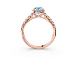 Rose gold Fancy Blue Oval  Solitaire Chevron Pave Diamond Engagement Ring with Six-Prong Setting_6