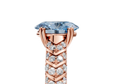 Rose gold Fancy Blue Oval  Solitaire Chevron Pave Diamond Engagement Ring with Six-Prong Setting_8