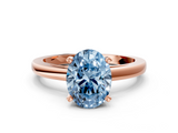 Rose gold Fancy Blue Oval  Solitaire Diamond Engagement Ring with Four-Prong Setting on a Classic Band_3