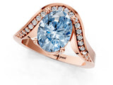 Rose gold Fancy Blue Oval  Solitaire Diamond Engagement Ring with Pave Band and Four-Prong Setting 2