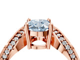 Rose gold Fancy Blue Oval  Solitaire Diamond Engagement Ring with Pave Band and Four-Prong Setting 5