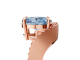 Rose gold Fancy Blue Oval  Solitaire Diamond Engagement Ring with Pave Band and Four-Prong Setting