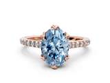Rose gold Fancy Blue Oval  Solitaire Diamond Engagement Ring with Pave Band and Six-Prong Setting_20
