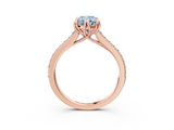 Rose gold Fancy Blue Oval  Solitaire Diamond Engagement Ring with Pave Band and Six-Prong Setting_23