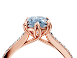 Rose gold Fancy Blue Oval  Solitaire Diamond Engagement Ring with Pave Band and Six-Prong Setting_24