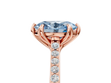 Rose gold Fancy Blue Oval  Solitaire Diamond Engagement Ring with Pave Band and Six-Prong Setting_25