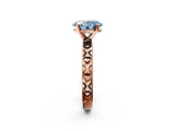 Rose gold Fancy Blue Oval  Solitaire Diamond Engagement Ring with XO Engraved Band and Four-Prong Setting 2
