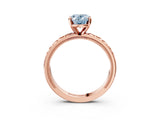 Rose gold Fancy Blue Oval  Solitaire Diamond Engagement Ring with XO Engraved Band and Four-Prong Setting 3