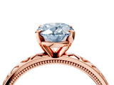 Rose gold Fancy Blue Oval  Solitaire Diamond Engagement Ring with XO Engraved Band and Four-Prong Setting 4