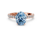 Rose gold Fancy Blue Oval  Solitaire Diamond Pavé Band with Four-Prong Setting_28