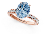 Rose gold Fancy Blue Oval  Solitaire Diamond Pavé Band with Four-Prong Setting_29