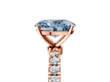 Rose gold Fancy Blue Oval  Solitaire Diamond Pavé Band with Four-Prong Setting_33