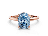 Rose gold Fancy Blue Oval  Solitaire Diamond Ring with 4-Prong Setting on a Classic Band_3