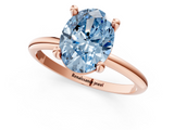 Rose gold Fancy Blue Oval  Solitaire Diamond Ring with 4-Prong Setting on a Classic Band_4