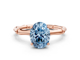 Rose gold Fancy Blue Oval  Solitaire Diamond Ring with Bamboo Band and Four-Prong Setting_62