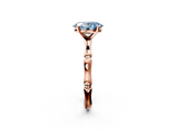 Rose gold Fancy Blue Oval  Solitaire Diamond Ring with Bamboo Band and Four-Prong Setting_64