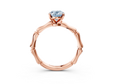 Rose gold Fancy Blue Oval  Solitaire Diamond Ring with Bamboo Band and Four-Prong Setting_65