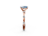 Rose gold Fancy Blue Oval  Solitaire Diamond Ring with Bezel Set Side Stones and Prong Setting_5