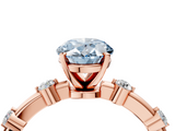Rose gold Fancy Blue Oval  Solitaire Diamond Ring with Bezel Set Side Stones and Prong Setting_7