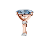 Rose gold Fancy Blue Oval  Solitaire Diamond Ring with Bezel Set Side Stones and Prong Setting_8