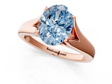 Rose gold Fancy Blue Oval  Solitaire Diamond Ring with Cathedral Band and Four-Prong Setting_67