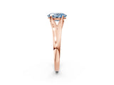 Rose gold Fancy Blue Oval  Solitaire Diamond Ring with Cathedral Band and Four-Prong Setting_68