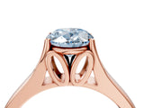 Rose gold Fancy Blue Oval  Solitaire Diamond Ring with Cathedral Band and Four-Prong Setting_70