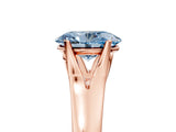 Rose gold Fancy Blue Oval  Solitaire Diamond Ring with Cathedral Band and Four-Prong Setting_71