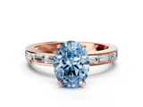 Rose gold Fancy Blue Oval  Solitaire Diamond Ring with Channel-Set Baguette Band and Four-Prong Setting_85