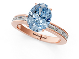 Rose gold Fancy Blue Oval  Solitaire Diamond Ring with Channel-Set Baguette Band and Four-Prong Setting_86