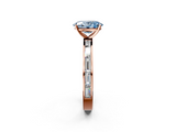 Rose gold Fancy Blue Oval  Solitaire Diamond Ring with Channel-Set Baguette Band and Four-Prong Setting_87