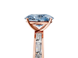 Rose gold Fancy Blue Oval  Solitaire Diamond Ring with Channel-Set Baguette Band and Four-Prong Setting_90