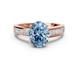 Rose gold Fancy Blue Oval  Solitaire Diamond Ring with Channel-Set Band and Four-Prong Setting_3