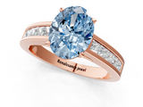 Rose gold Fancy Blue Oval  Solitaire Diamond Ring with Channel-Set Band and Four-Prong Setting_4