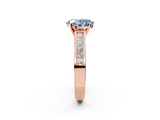 Rose gold Fancy Blue Oval  Solitaire Diamond Ring with Channel-Set Band and Four-Prong Setting_5