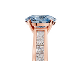 Rose gold Fancy Blue Oval  Solitaire Diamond Ring with Channel-Set Band and Four-Prong Setting_8