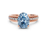 Rose gold Fancy Blue Oval  Solitaire Diamond Ring with Channel Set Band and Six-Prong Setting_48