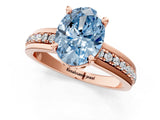 Rose gold Fancy Blue Oval  Solitaire Diamond Ring with Channel Set Band and Six-Prong Setting_49