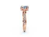 Rose gold Fancy Blue Oval  Solitaire Diamond Ring with Channel Set Band and Six-Prong Setting_50