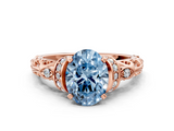 Rose gold Fancy Blue Oval  Solitaire Diamond Ring with Filigree Band and Four-Prong Setting_45