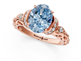 Rose gold Fancy Blue Oval  Solitaire Diamond Ring with Filigree Band and Four-Prong Setting_46