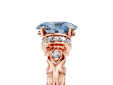 Rose gold Fancy Blue Oval  Solitaire Diamond Ring with Filigree Band and Four-Prong Setting_50