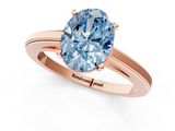 Rose gold Fancy Blue Oval  Solitaire Diamond Ring with Four-Prong Setting and Classic Band_4