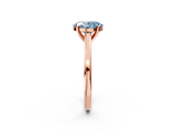 Rose gold Fancy Blue Oval  Solitaire Diamond Ring with Four-Prong Setting and Classic Band_5